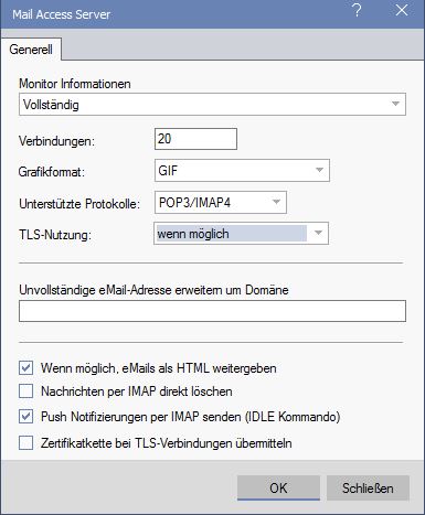 david fx Mail Access Server-Konfiguration